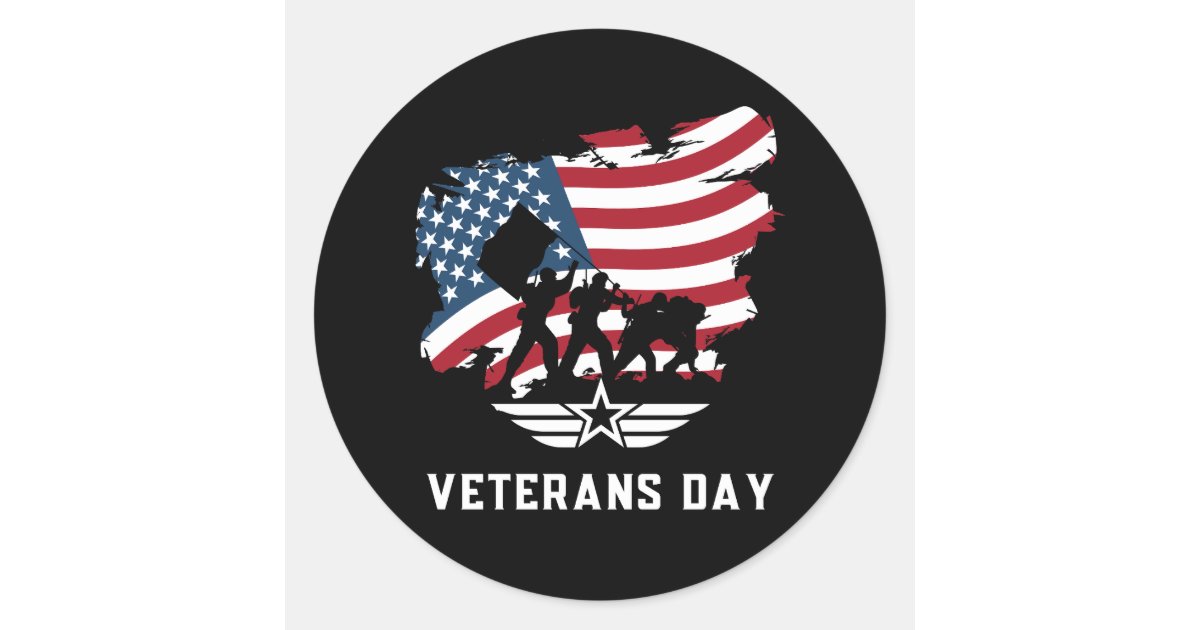 Veterans Day Classic Round Sticker | Zazzle