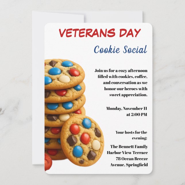 Veterans Day | Cookie Social Celebration Invitation (Front)