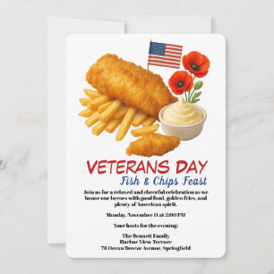 Veterans Day   Fish and chips Celebration Invitation