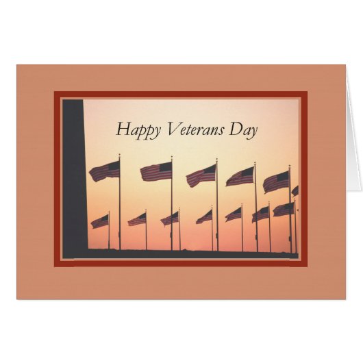 Veterans Day, Flags at Sunset Cards (Front Horizontal)
