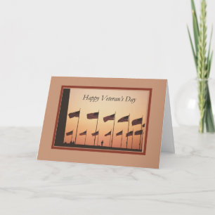 Veteran's Day Flags at Sunset Letterpress Thank You Card