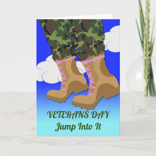 Veterans Day for Female Paratrooper Pink Laces Card (Front)