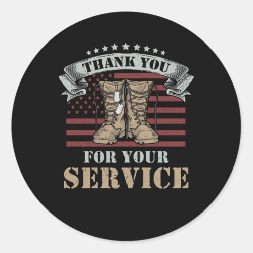 Veterans Day Gift Thank You for your service Classic Round Sticker
