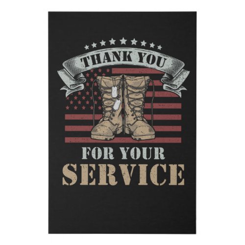 Veterans Day Gift Thank You for your service Faux Canvas Print