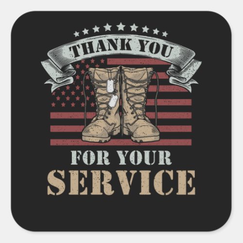 Veterans Day Gift Thank You for your service Square Sticker
