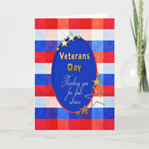Veterans Day Greeting - American Heros - Thankful Letterpress Thank You Card