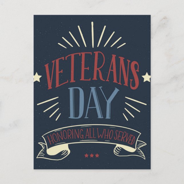 Veterans Day  Holiday Postcard (Front)