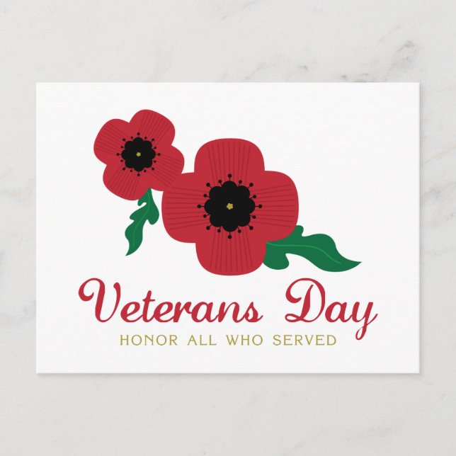 Veterans Day Honor Flowers Postcard (Front)