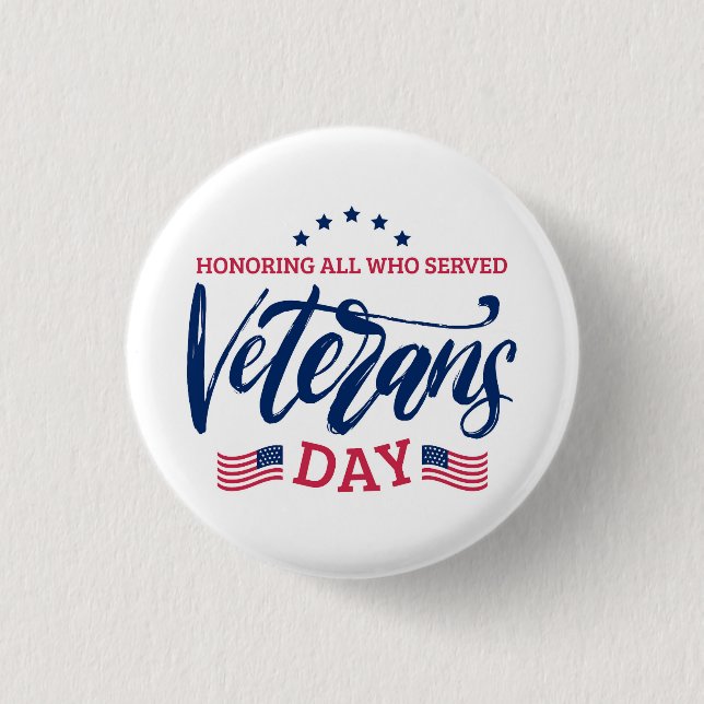 Veterans Day - Honoring all who served  Button (Front)