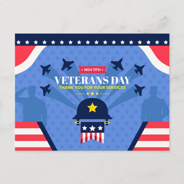 Veterans Day - Honoring all who served  Holiday Postcard (Front)