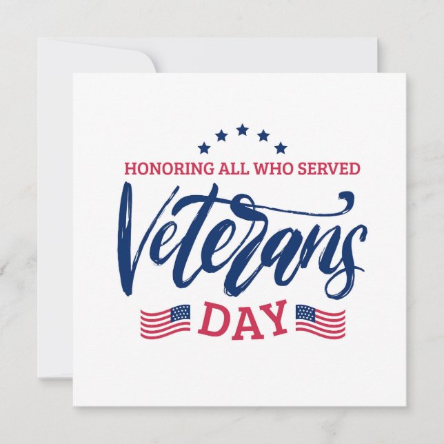 Veterans Day - Honoring all who served  Invitation (Front)