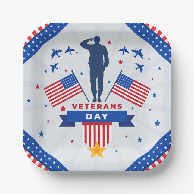 Veterans Day - Honoring all who served  Paper Plates (Front)