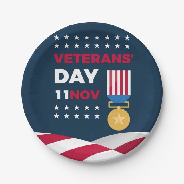 Veterans Day - Honoring all who served  Paper Plates (Front)
