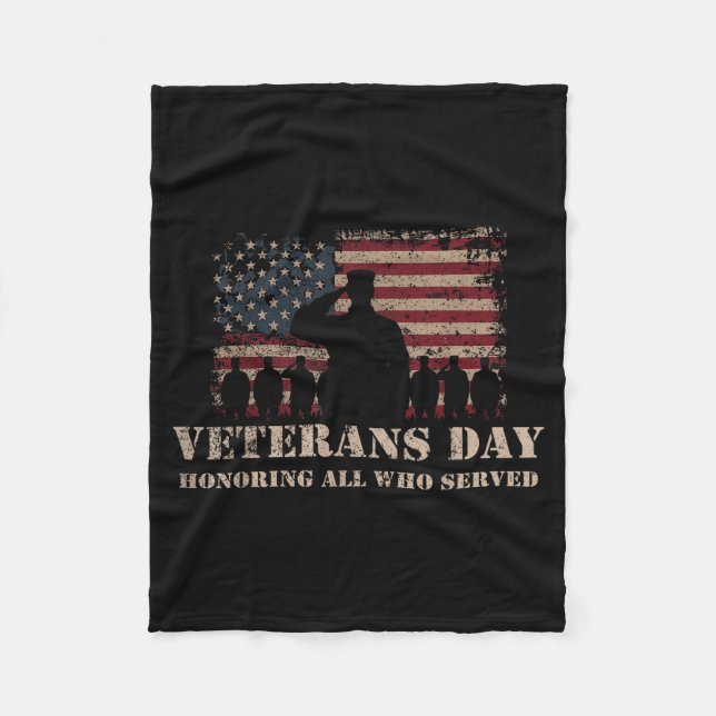 Veterans Day Honoring All Who Served Patriotic Fla Fleece Blanket (Front)