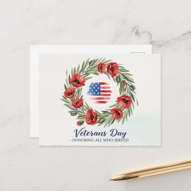 Veterans Day - Honoring all who served Postcard (Front/Back In Situ)