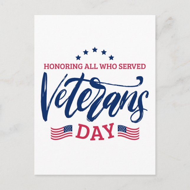 Veterans Day - Honoring all who served  Postcard (Front)