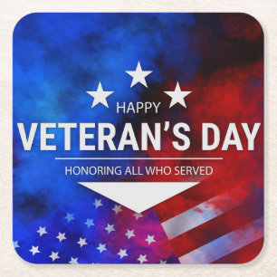 Veterans Day - Honoring all who served  Square Paper Coaster