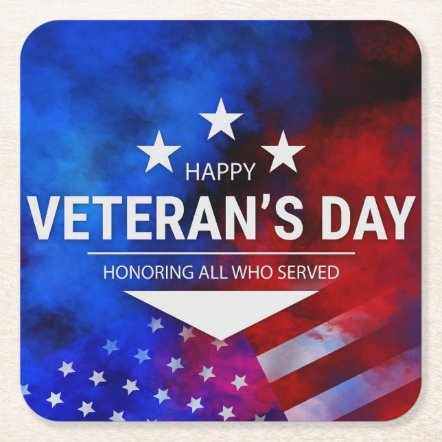 Veterans Day - Honoring all who served  Square Paper Coaster (Front)