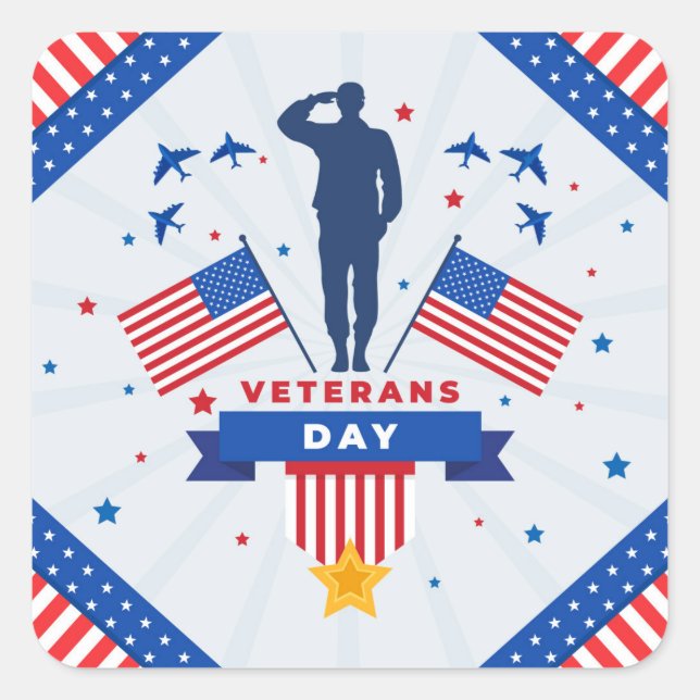 Veterans Day - Honoring all who served  Square Sticker (Front)