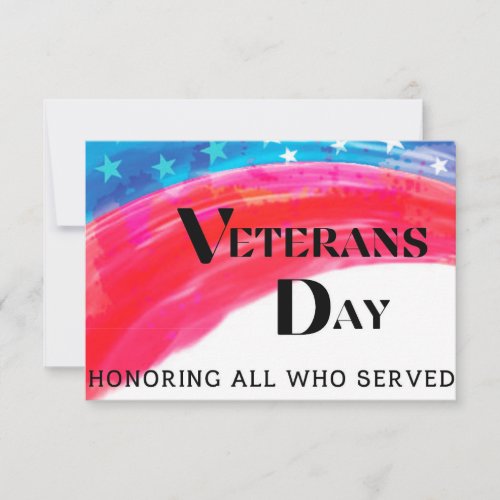 Veterans Day _ Honoring All Who Served    Thank You Card
