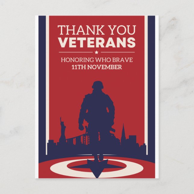 Veterans Day Honoring Who Brave Postcard (Front)