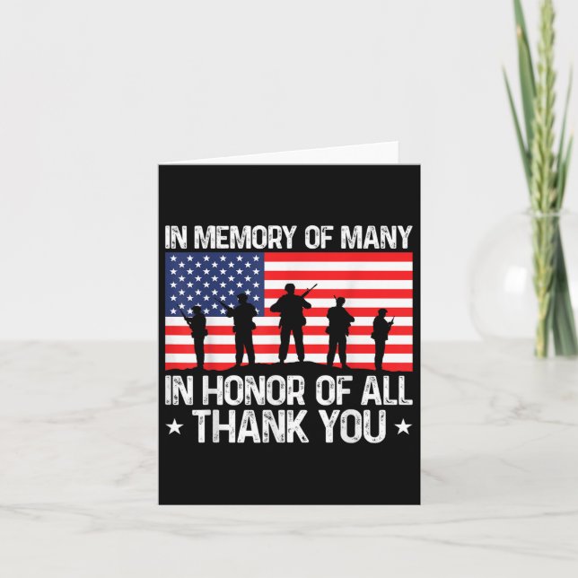 Veterans Day In Honor Of All Veteran Memorial Day  Card (Front)