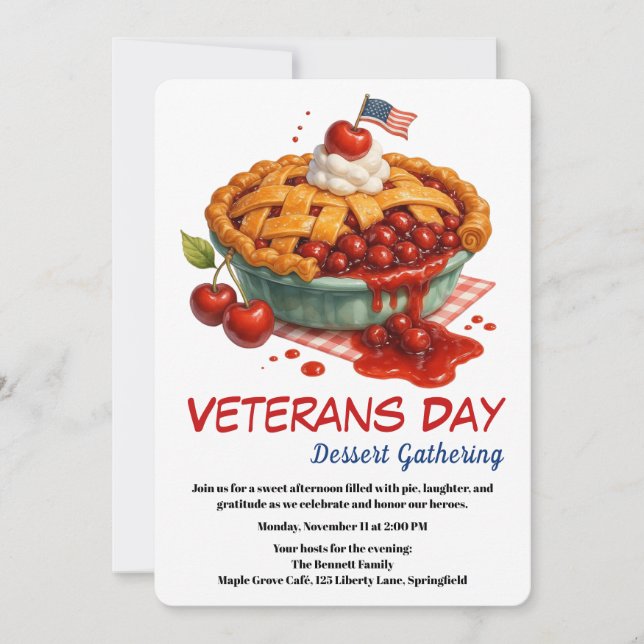Veterans Day Invitation | Cherry Pie Celebration (Front)