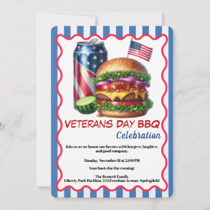 Veterans Day Invitation Honoring Heroes BBQ