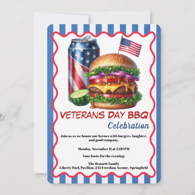 Veterans Day Invitation | Honoring Heroes BBQ (Front)