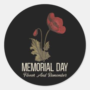 Veterans Day Lest We Forget Red Poppy Flower Usa Classic Round Sticker