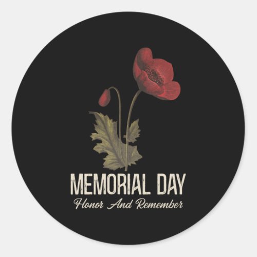Veterans Day Lest We Forget Red Poppy Flower Usa M Classic Round Sticker
