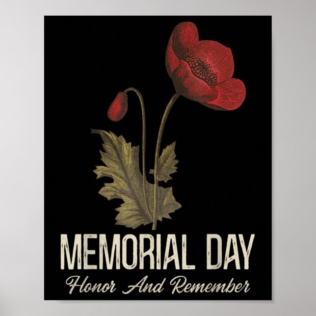 Veterans Day Lest We Forget Red Poppy Flower Usa Poster (Front)