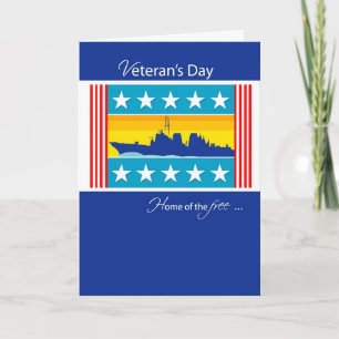 Veteran's Day, Navy Boat Letterpress Thank You Card