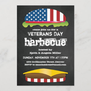Veterans Day BBQ Invitation, Editable Babrecue Patriotic Invite