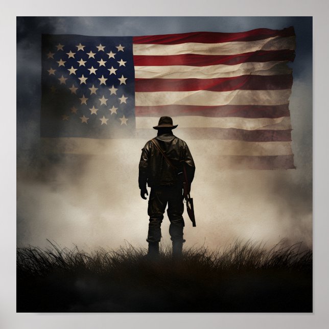 Veterans Day patriotic digital print poster (Front)
