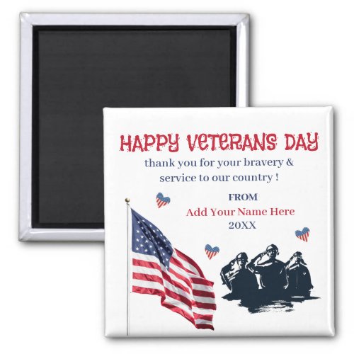 Veterans Day Patriotic USA Flag Thank You  Magnet