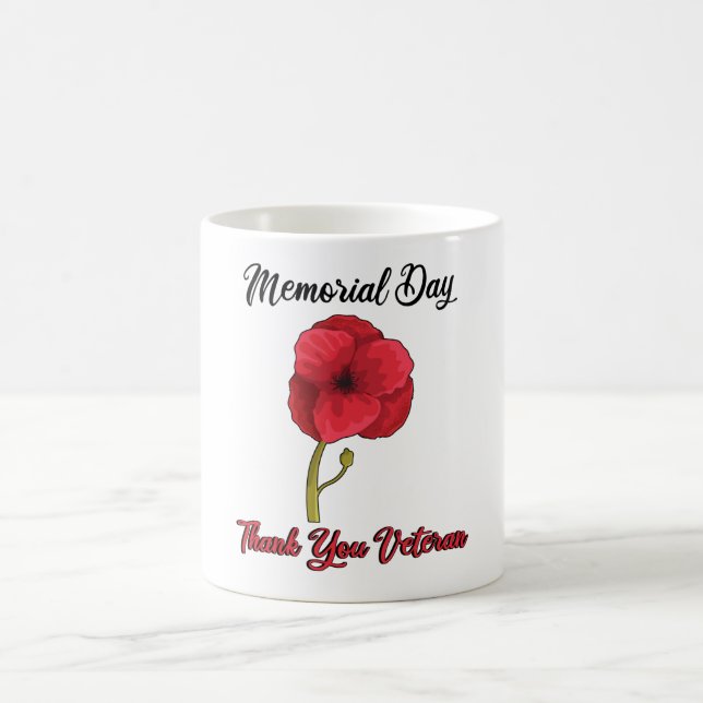 Veterans Day Pride USA Memorial Day Poppy Poppy Coffee Mug (Center)