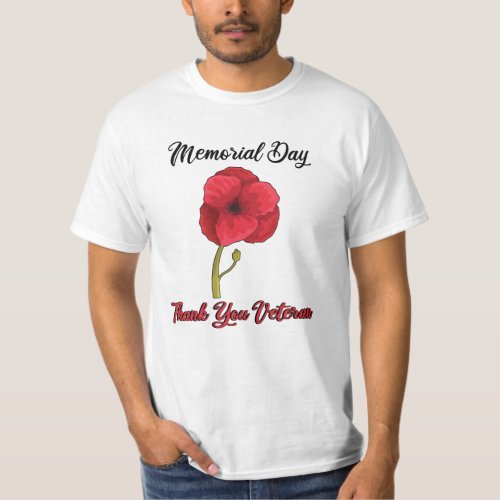 Veterans Day Pride USA Memorial Day Poppy Poppy T_Shirt