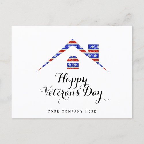 Veterans Day Real Estate House  Postcard