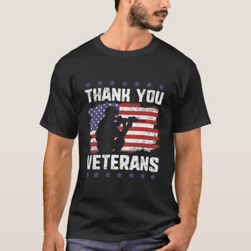 Veterans Day Red Poppy Flower Thank You American T_Shirt