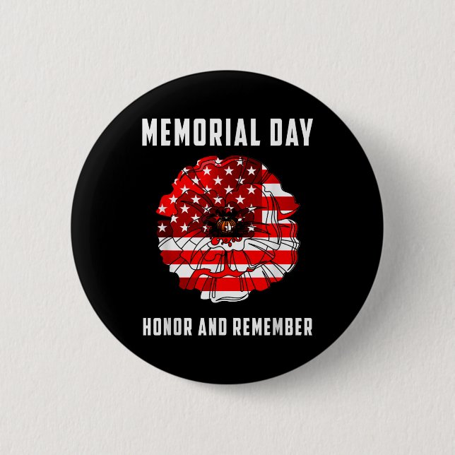 Veterans Day Red Poppy Flower Usa Memorial Day 2 Button (Front)