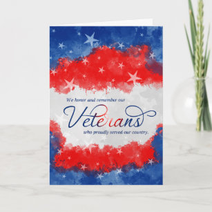 Veterans Day Red White and Blue Watercolor Holiday Card