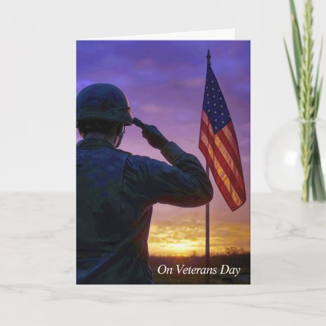 Veterans Day Saluting American Soldier  Card (Front)