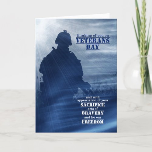 Veterans Day Shades of Blue with Soldier Holiday Card