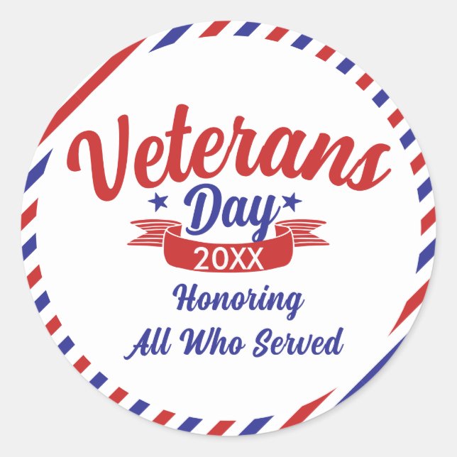 Veterans Day Thank You Classic Round Sticker (Front)