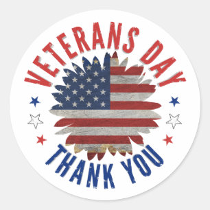 VETERANS DAY THANK YOU CLASSIC ROUND STICKER