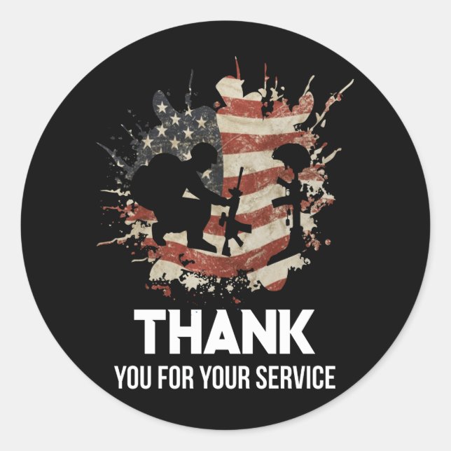 Veterans Day - Thank You for your Service Classic Round Sticker (Front)