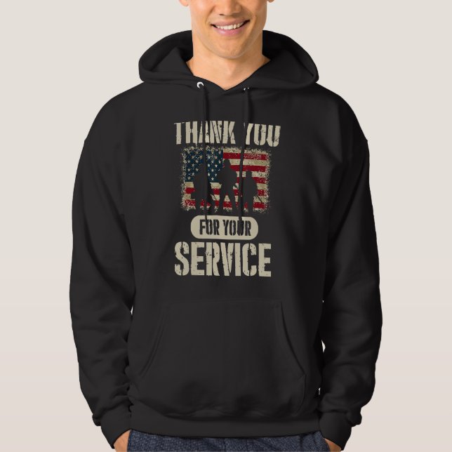 Veterans Day Thank You For Your Service  Patriotic Hoodie (Front)