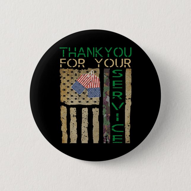 Veterans Day Thank You for your Service Soldier Ca Button (Front)