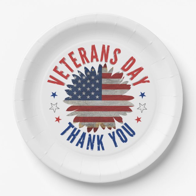 VETERANS DAY THANK YOU  PAPER PLATES (Front)